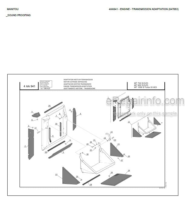 Photo 3 - Manitou MT732 MT932 MT1030S Turbo S5 E3 Parts Catalog Telescopic Handler