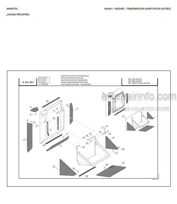 Photo 3 - Manitou MT732 MT932 MT1030S Turbo S5 E3 Parts Catalog Telescopic Handler