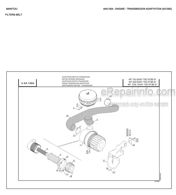 Photo 9 - Manitou MT732 MT932 MT1030 Easy 75D ST3B S1 Parts Catalog Telescopic Handler