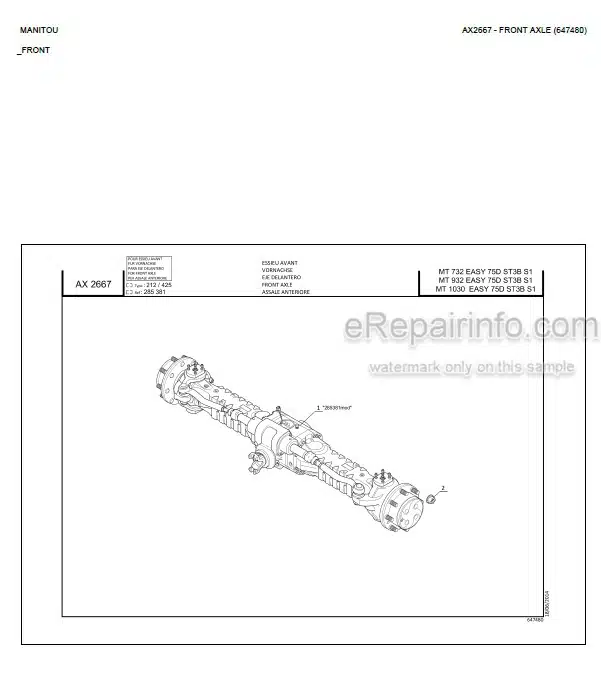 Photo 3 - Manitou MT732 MT932 MT1030 Easy 75D ST3B S1 Parts Catalog Telescopic Handler