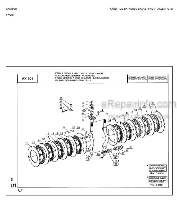 Photo 7 - Manitou MT845 MT845T MT940L MT1233S MT1240L MT1330SL MT1337SL MT1637SL MT1637SL T M U Parts Catalog Telescopic Handler