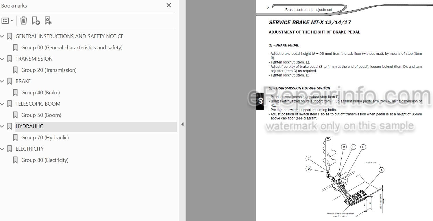 Photo 3 - Manitou MTX1235ST MTX1440SLT MTX1740SLT Serie 3E3 4-E3 Repair Manual Telescopic Handler