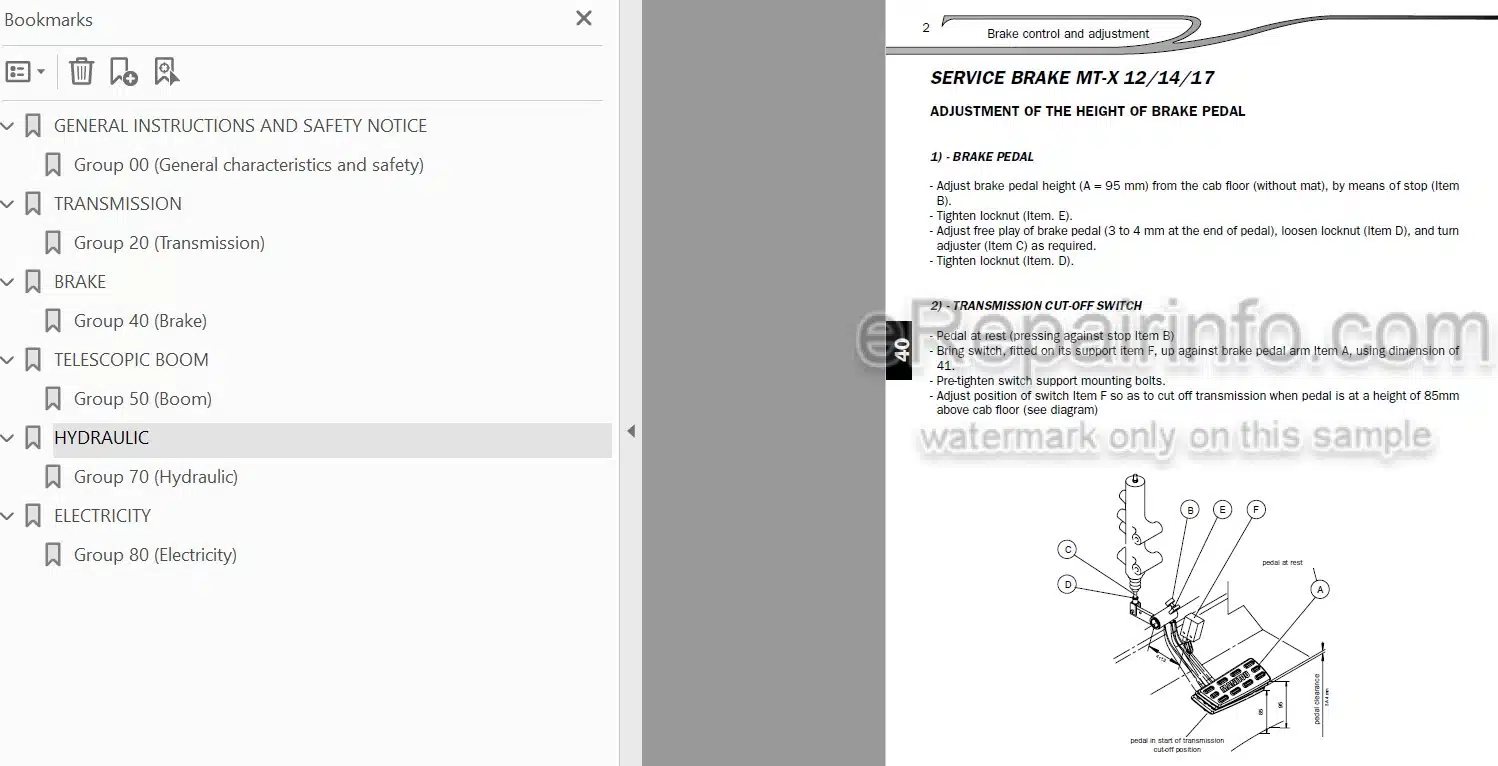 Photo 3 - Manitou MTX1235ST MTX1440SLT MTX1740SLT Serie 3E3 4-E3 Repair Manual Telescopic Handler