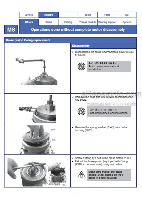 Photo 1 - Manitou Poclain MS MSE Hydrostatic Repair Manual And Parts List Wheel Motor