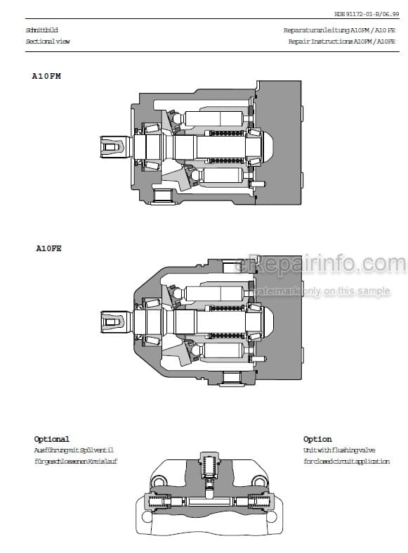 Photo 4 - Manitou Rexroth A10FM A10FE Repair Manual Hydrostatic Motor
