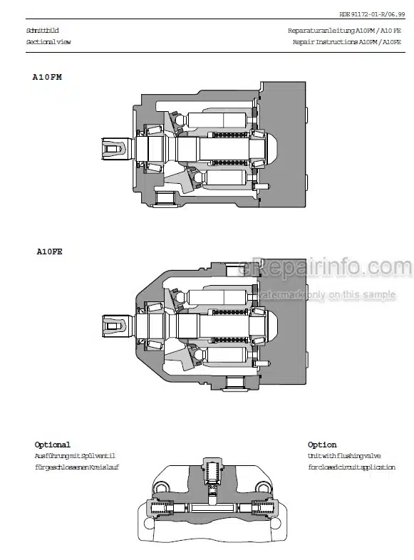 Photo 4 - Manitou Rexroth A10FM A10FE Repair Manual Hydrostatic Motor