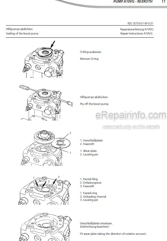 Photo 2 - Manitou Rexroth A10VG Repair Manual Hydrostatic Pump