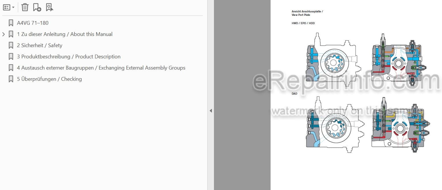 Photo 4 - Manitou Rexroth A4VG 70-180 Serial 32 Repair Manual Variable Pump