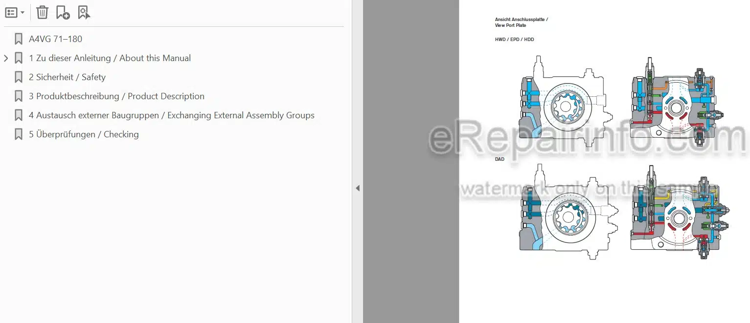 Photo 4 - Manitou Rexroth A4VG 70-180 Serial 32 Repair Manual Variable Pump