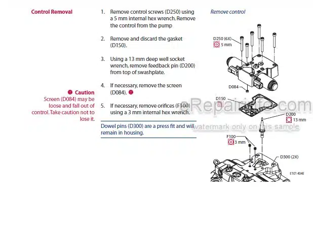 Photo 3 - Manitou Sauer Danfoss H1-045 H1-053 H1-060 H1-068 Repair Manual Hydrostatic Pump