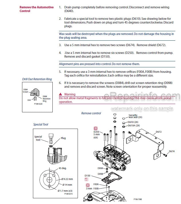 Photo 4 - Manitou Sauer Danfoss H1-045 H1-053 H1-060 H1-068 Repair Manual Hydrostatic Pump