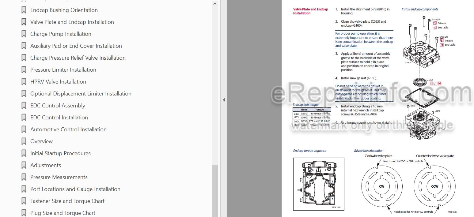 Photo 5 - Manitou Sauer Danfoss H1-045 H1-053 H1-060 H1-068 Repair Manual Hydrostatic Pump