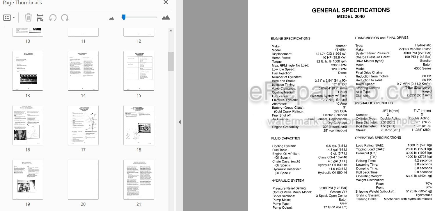 Photo 4 - Mustang 2040 2250 Service Manual Skid Steer Loader