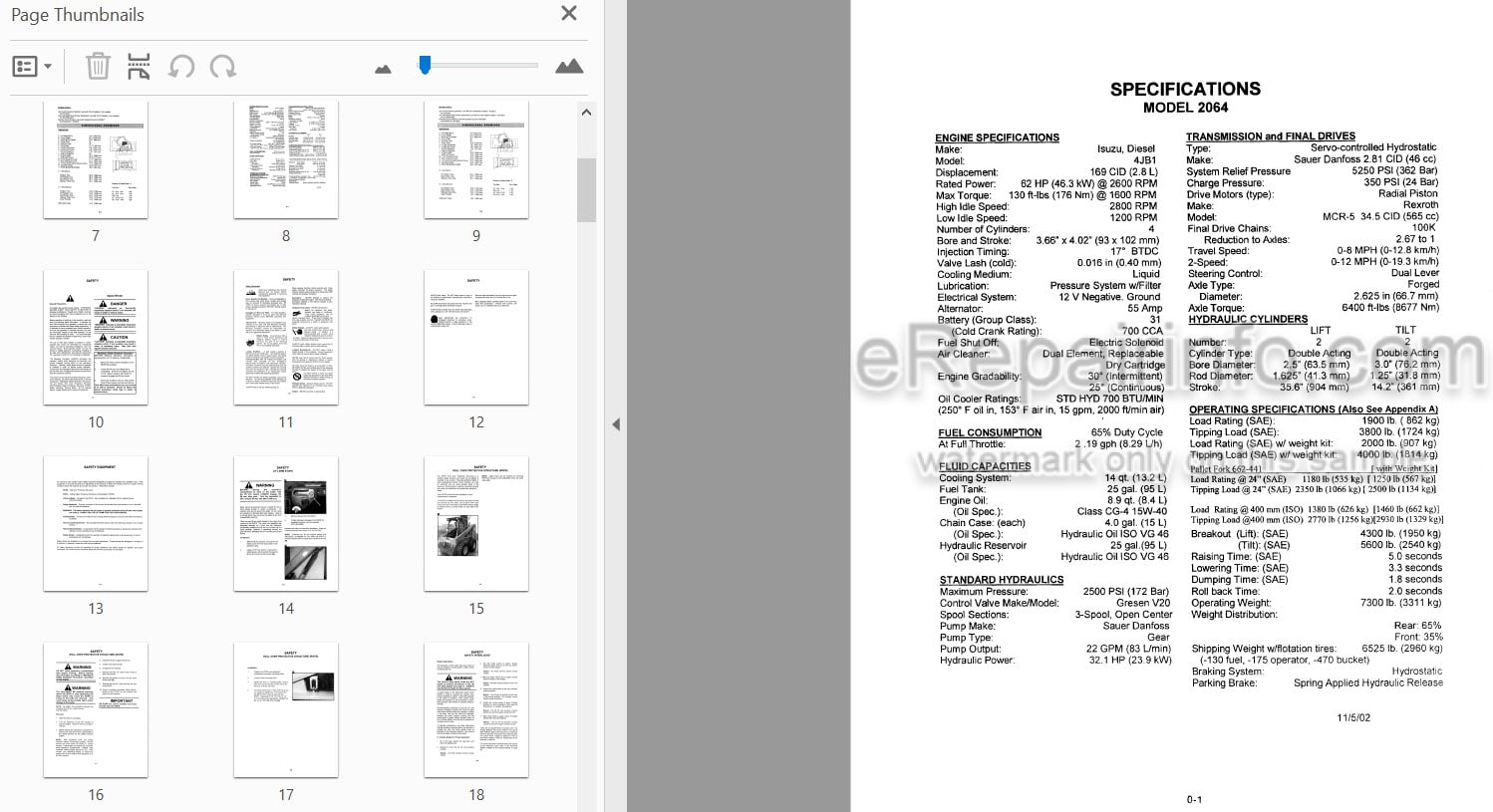 Photo 4 - Mustang 2064 2074 Service Manual Skid Steer Loader