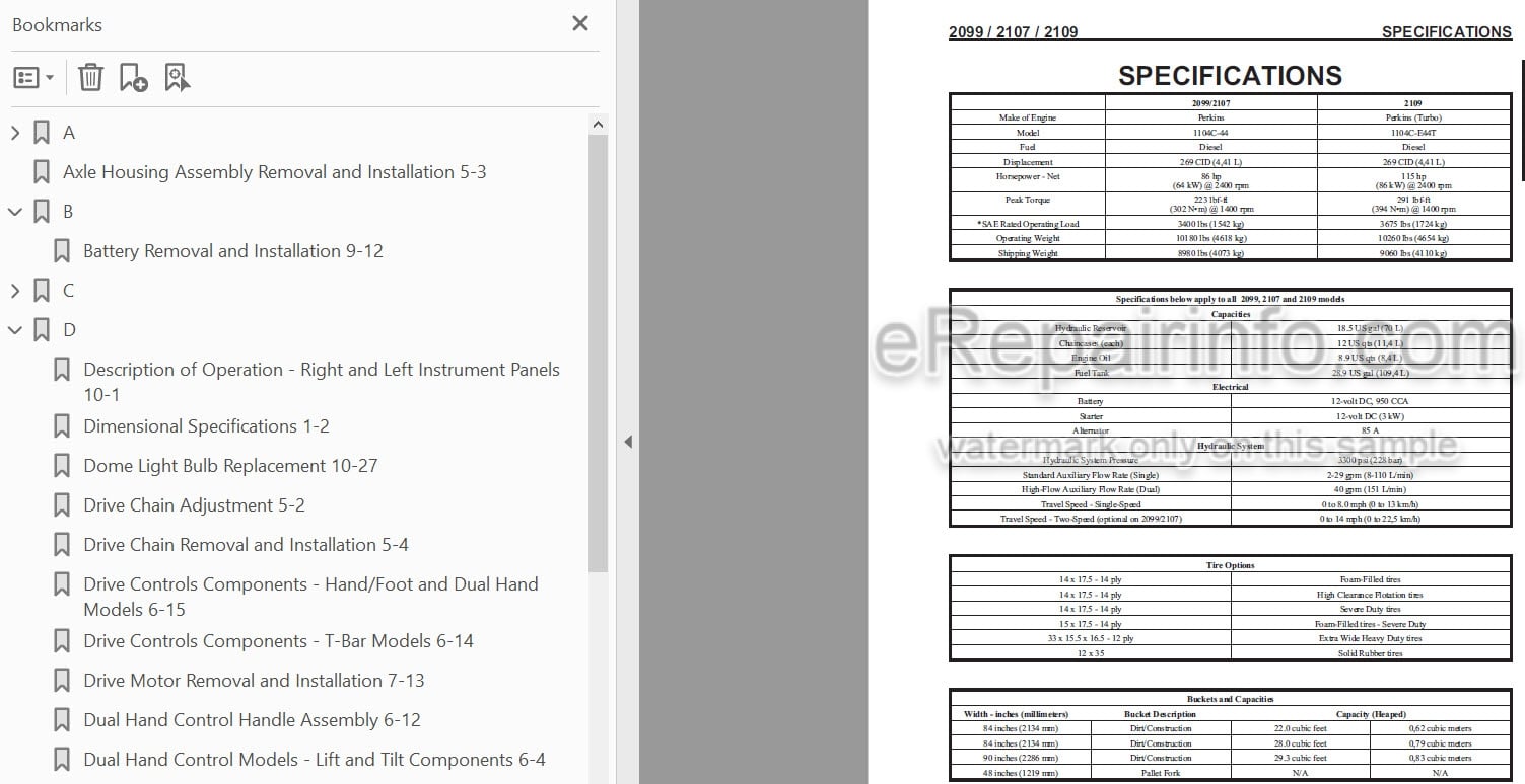 Photo 4 - Mustang 2099 2107EU 2109 Service Manual Skid Steer Loader