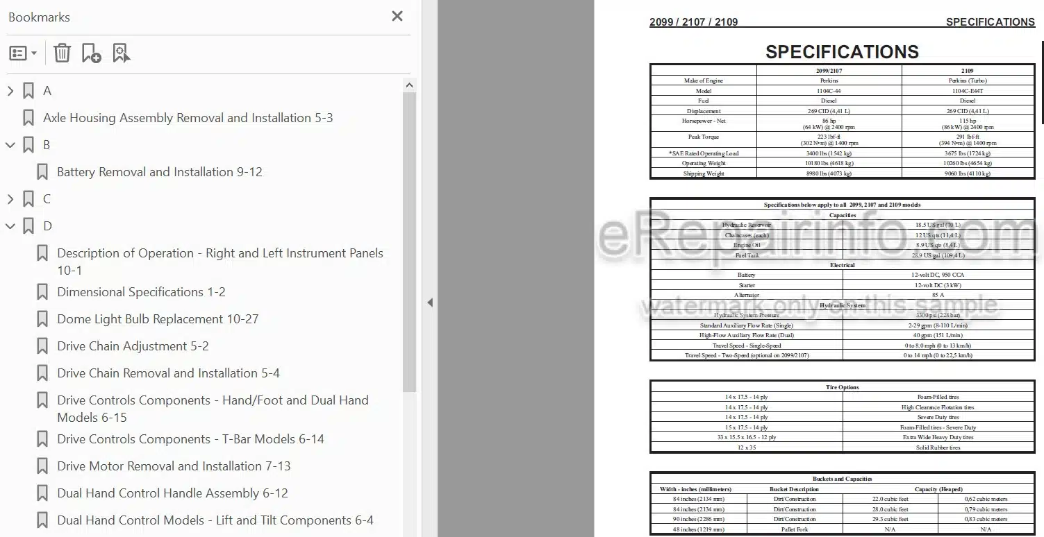 Photo 4 - Mustang 2099 2107EU 2109 Service Manual Skid Steer Loader