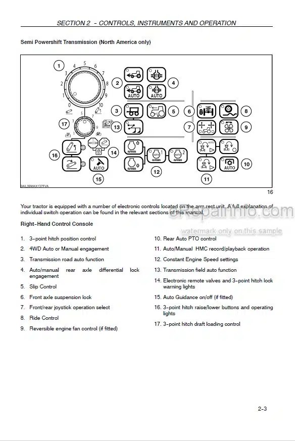Photo 3 - Case IH Maxxum 110 120 130 115 125 140 Operators Manual Multicontroller Tractor Z9BE60001-