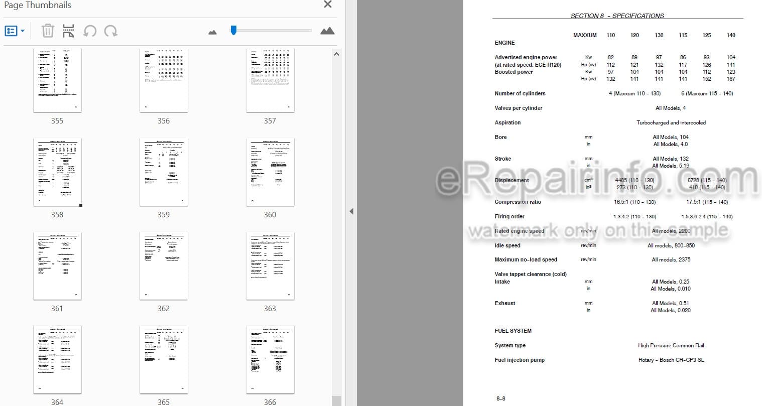 Photo 4 - Case IH Maxxum Pro 110 115 120 125 130 140 Operators Manual Tractor