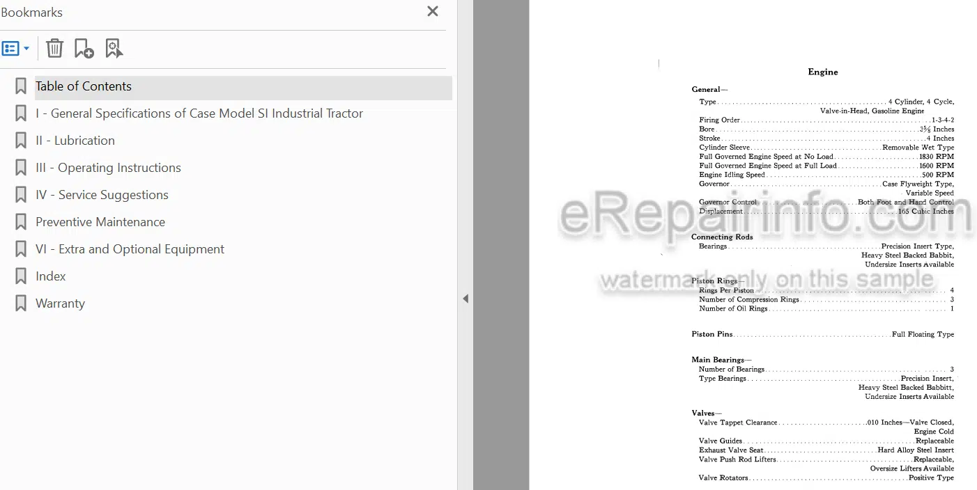 Photo 3 - Case IH Model SI Operators Manual Industrial Tractor