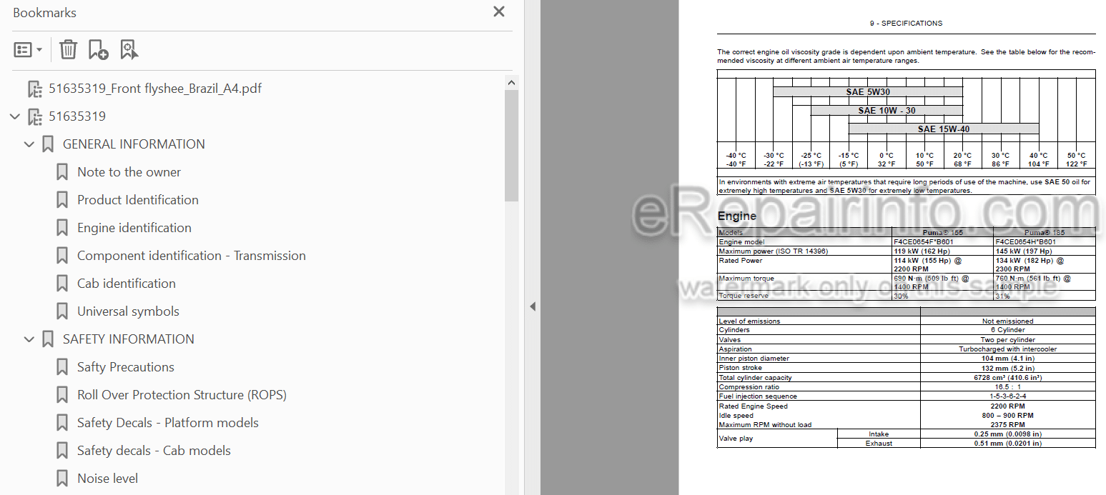 Photo 3 - Case IH Puma 155 185 Operators Manual Tractor