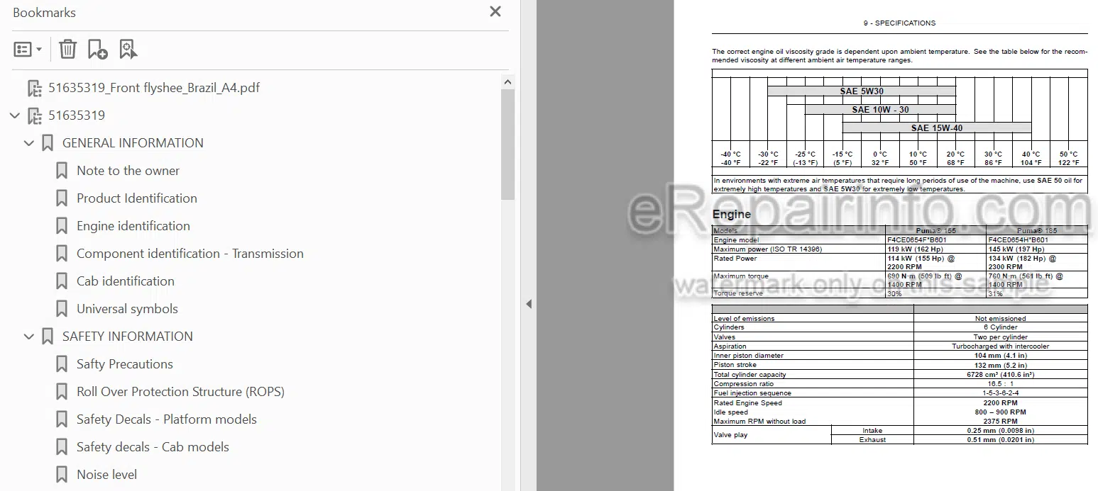 Photo 3 - Case IH Puma 155 185 Operators Manual Tractor