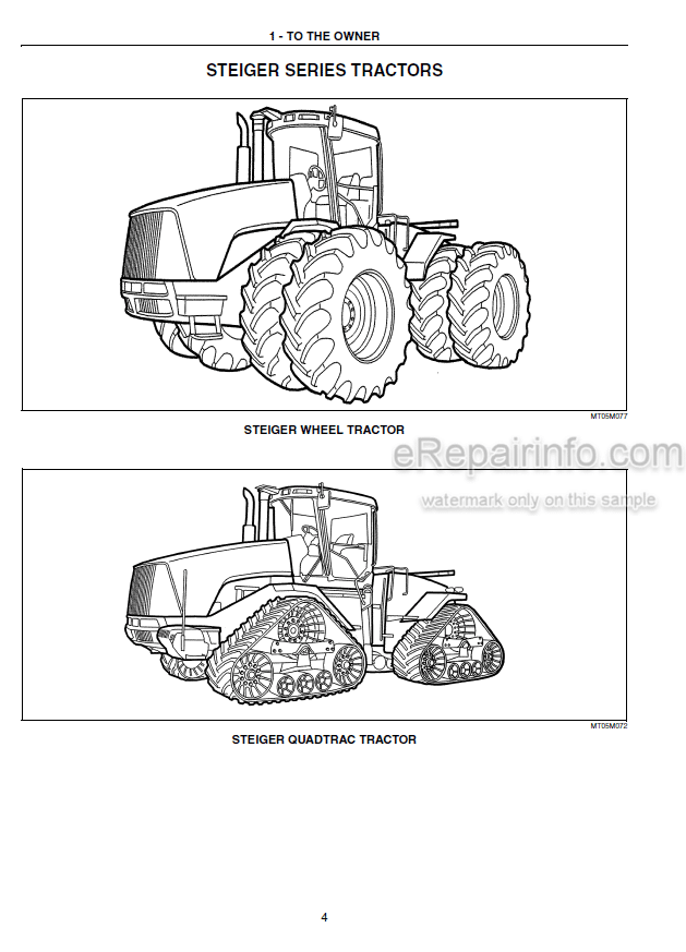 Photo 5 - Case IH Steiger 335 385 435 485 535 Operators Manual Tractor Z8F111501-