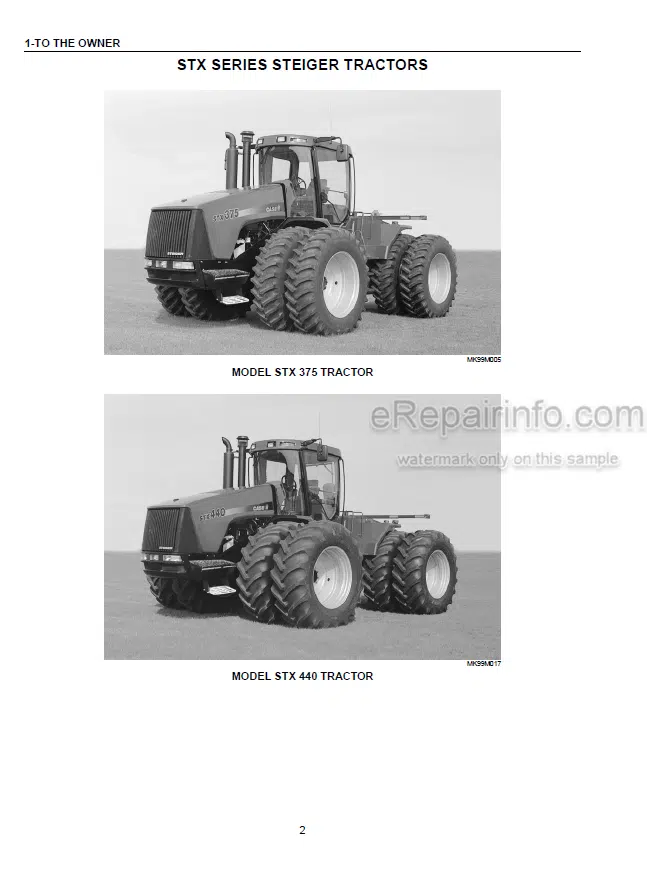 Photo 4 - Case IH Steiger Quadtrac STX375 STX440 Operators Manual Tractor -JEE0099500