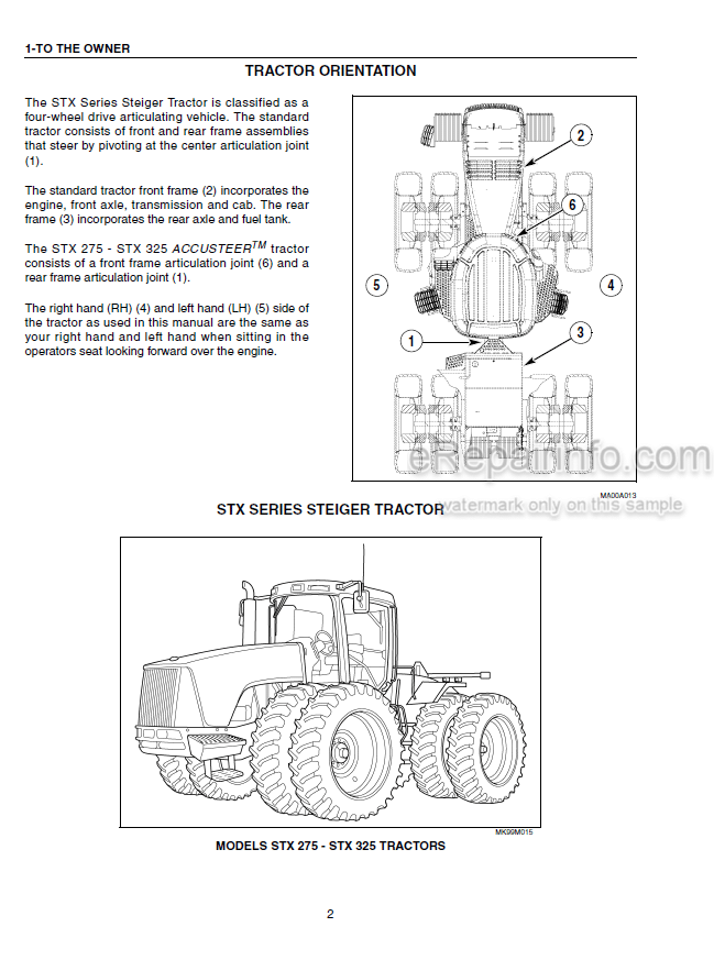 Photo 5 - Case IH Steiger STX275 STX325 Operators Manual Tractor JEE0102001-