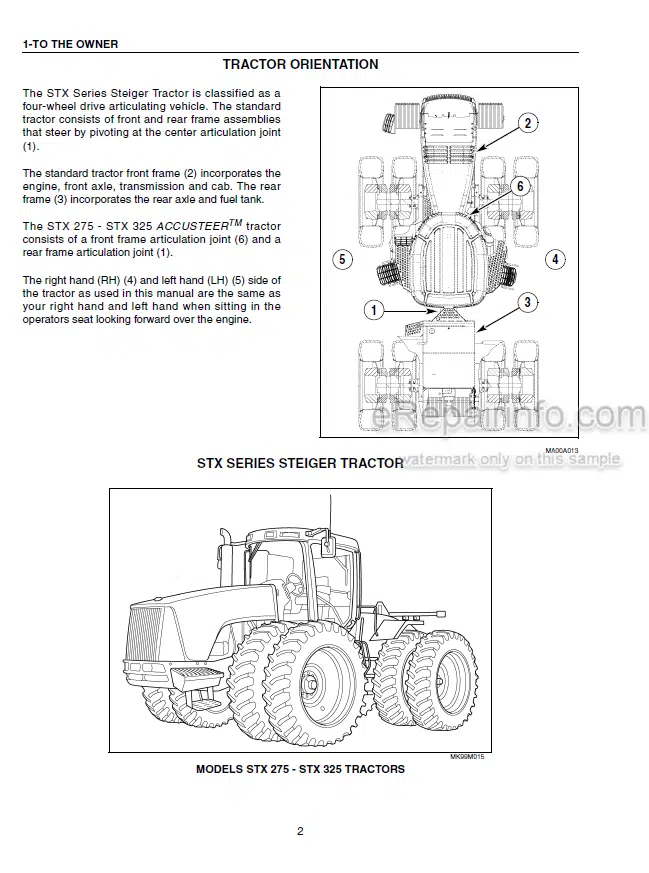 Photo 5 - Case IH Steiger STX275 STX325 Operators Manual Tractor JEE0102001-