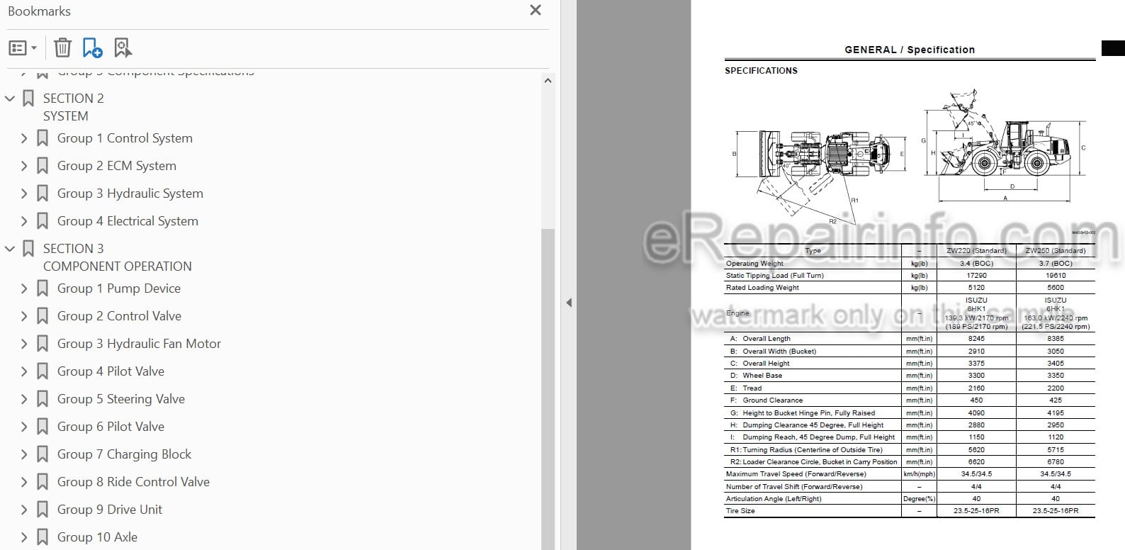 Photo 5 - Hitachi ZW220 ZW250 Technical Manual Operational Principle Wheel Loader