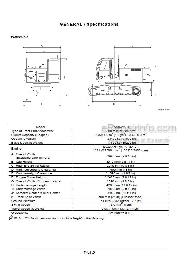 Photo 4 - Hitachi Zaxis 200-3 240-3 270-3 Class Technical Manual Excavator