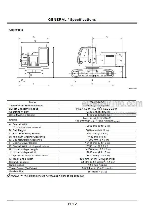 Photo 4 - Hitachi Zaxis 200-3 240-3 270-3 Class Technical Manual Excavator
