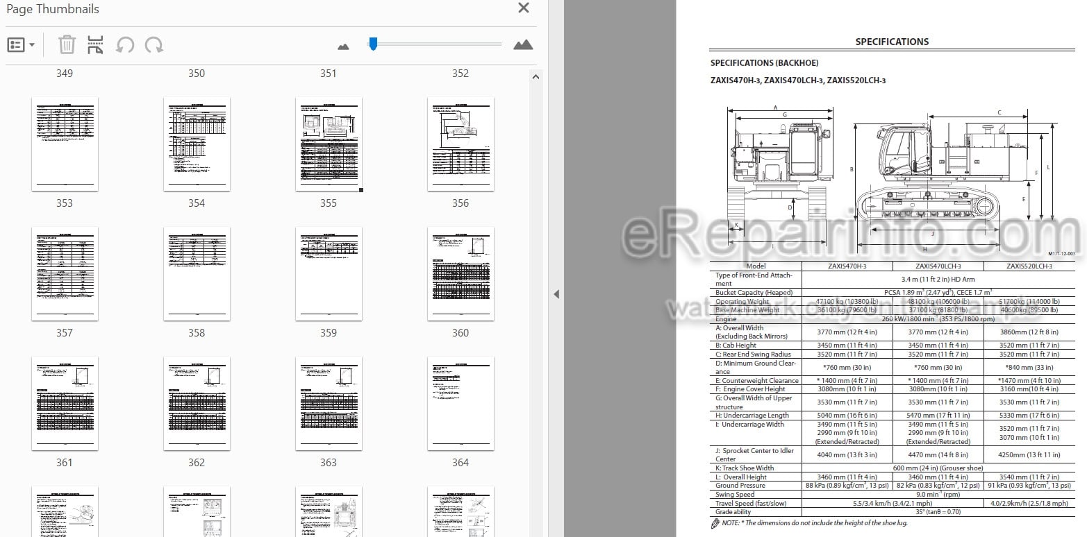 Photo 5 - Hitachi 450-3 470H-3 450LC-3 470LCH-3 500LC-3 Operators Manual Hydraulic Excavator