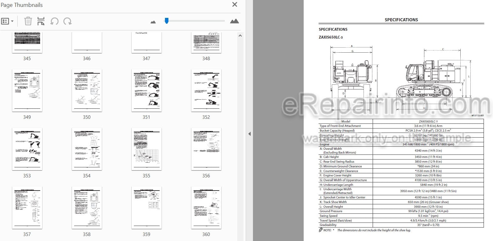 Photo 5 - Hitachi Zaxis 650LC-3 670LCH-3 Operators Manual Hydraulic Excavator
