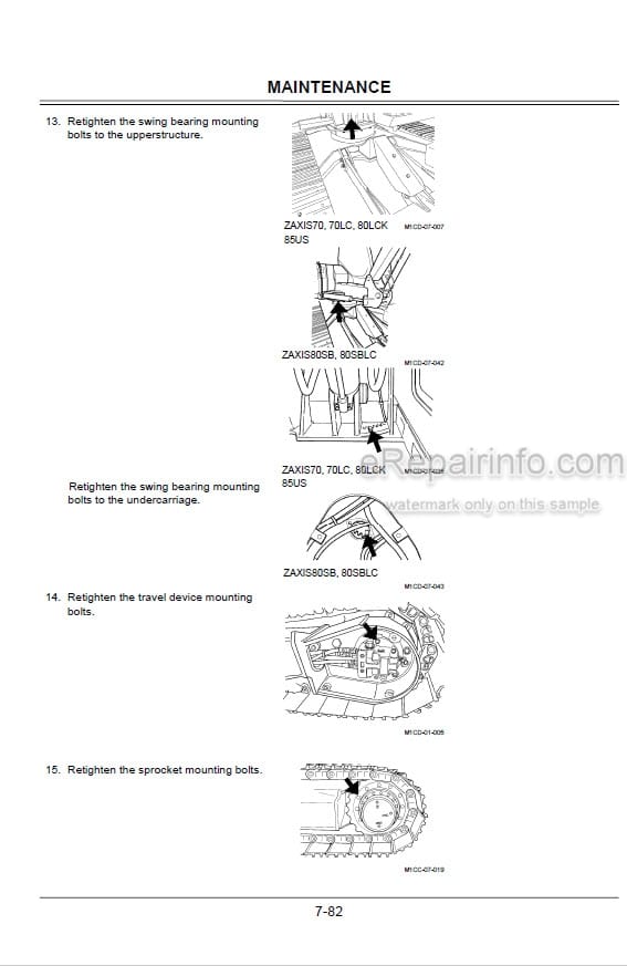 Photo 7 - Hitachi Zaxis 70 70LC 80SB 80SBLC 85US Operators Manual Excavator