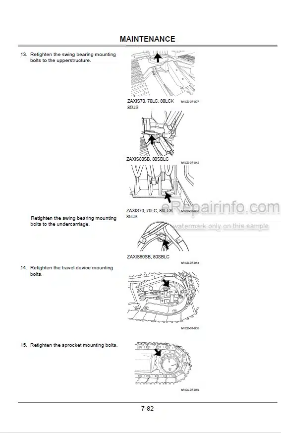 Photo 7 - Hitachi Zaxis 70 70LC 80SB 80SBLC 85US Operators Manual Excavator