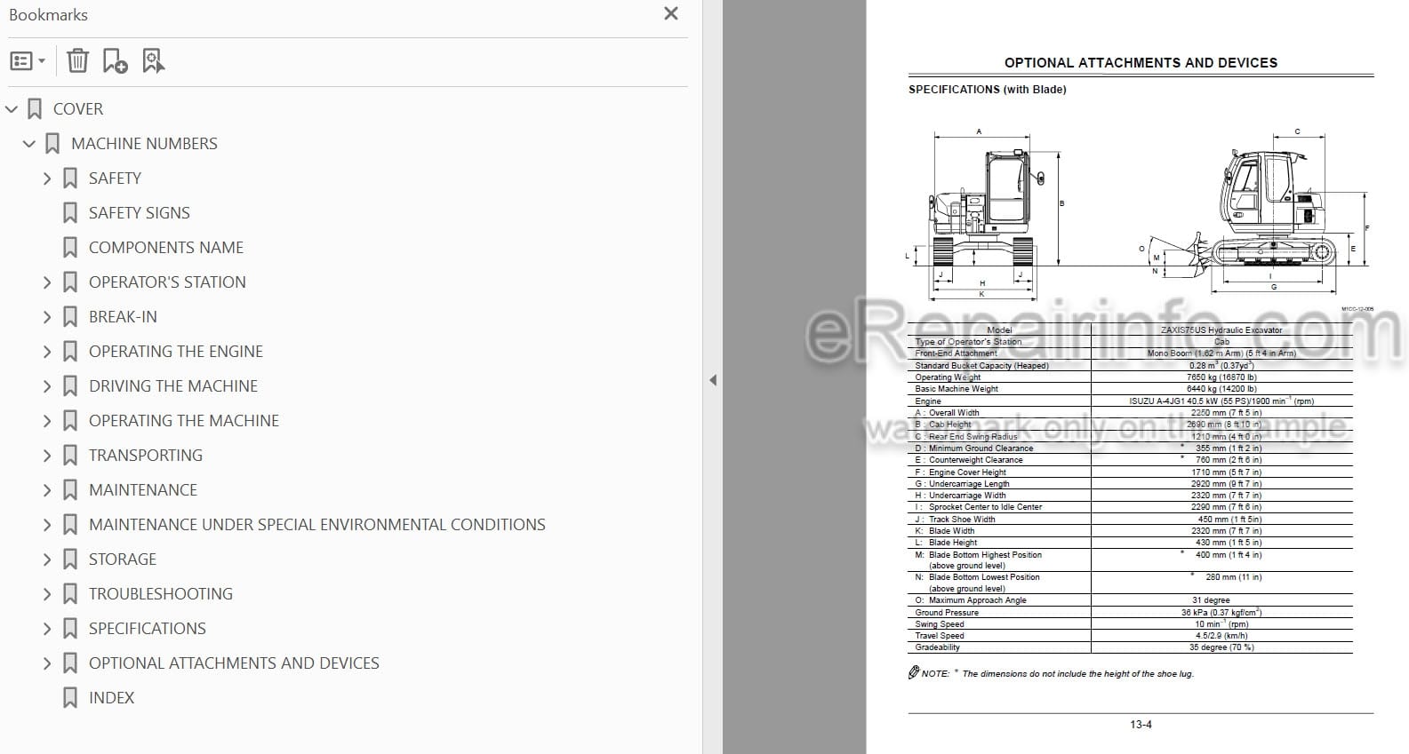 Photo 5 - Hitachi Zaxis 75US Operators Manual Excavator