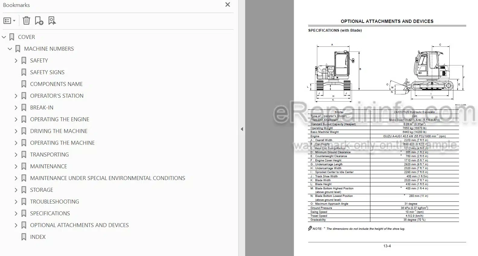 Photo 5 - Hitachi Zaxis 75US Operators Manual Excavator