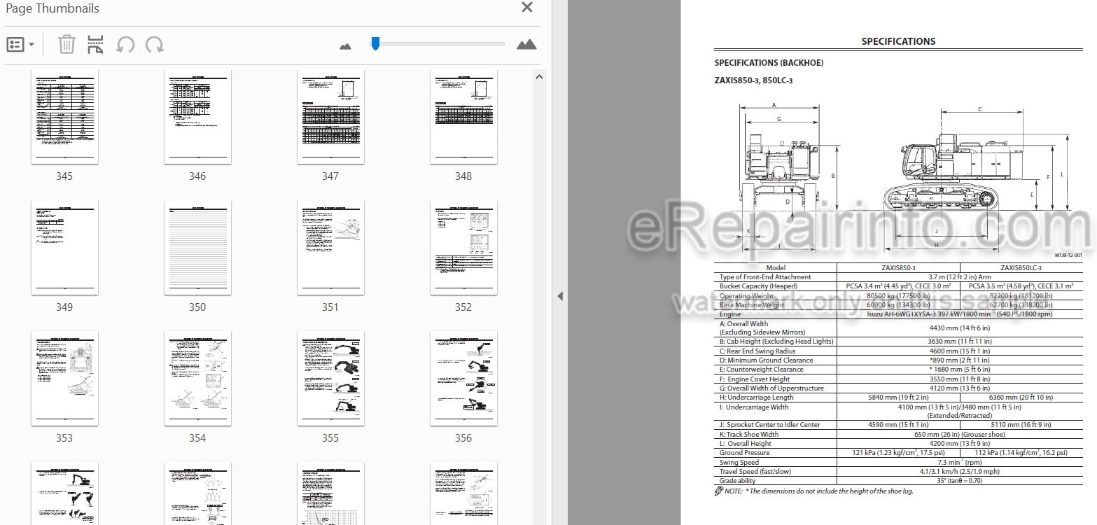 Photo 5 - Hitachi Zaxis 850-3 850LC-3 870H-3 870LCH-3 Operators Manual Hydraulic Excavator