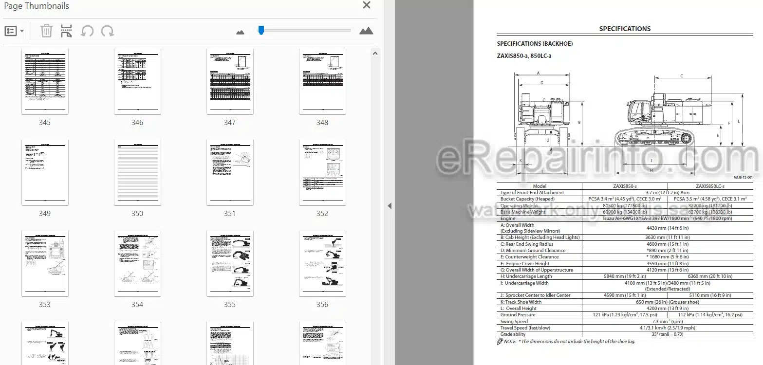 Photo 5 - Hitachi Zaxis 850-3 850LC-3 870H-3 870LCH-3 Operators Manual Hydraulic Excavator