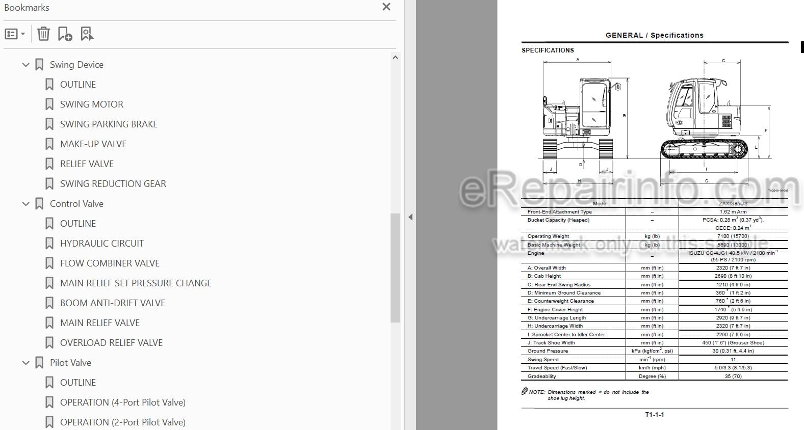 Photo 5 - Hitachi Zaxis 85US Technical Manual Operational Principle Excavator