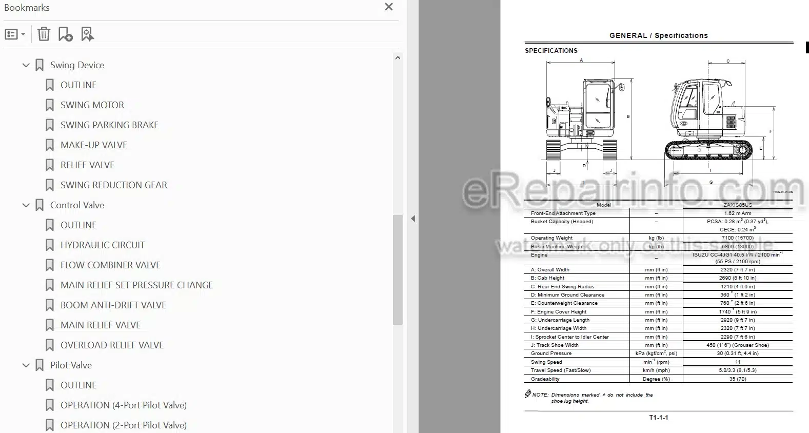 Photo 5 - Hitachi Zaxis 85US Technical Manual Operational Principle Excavator