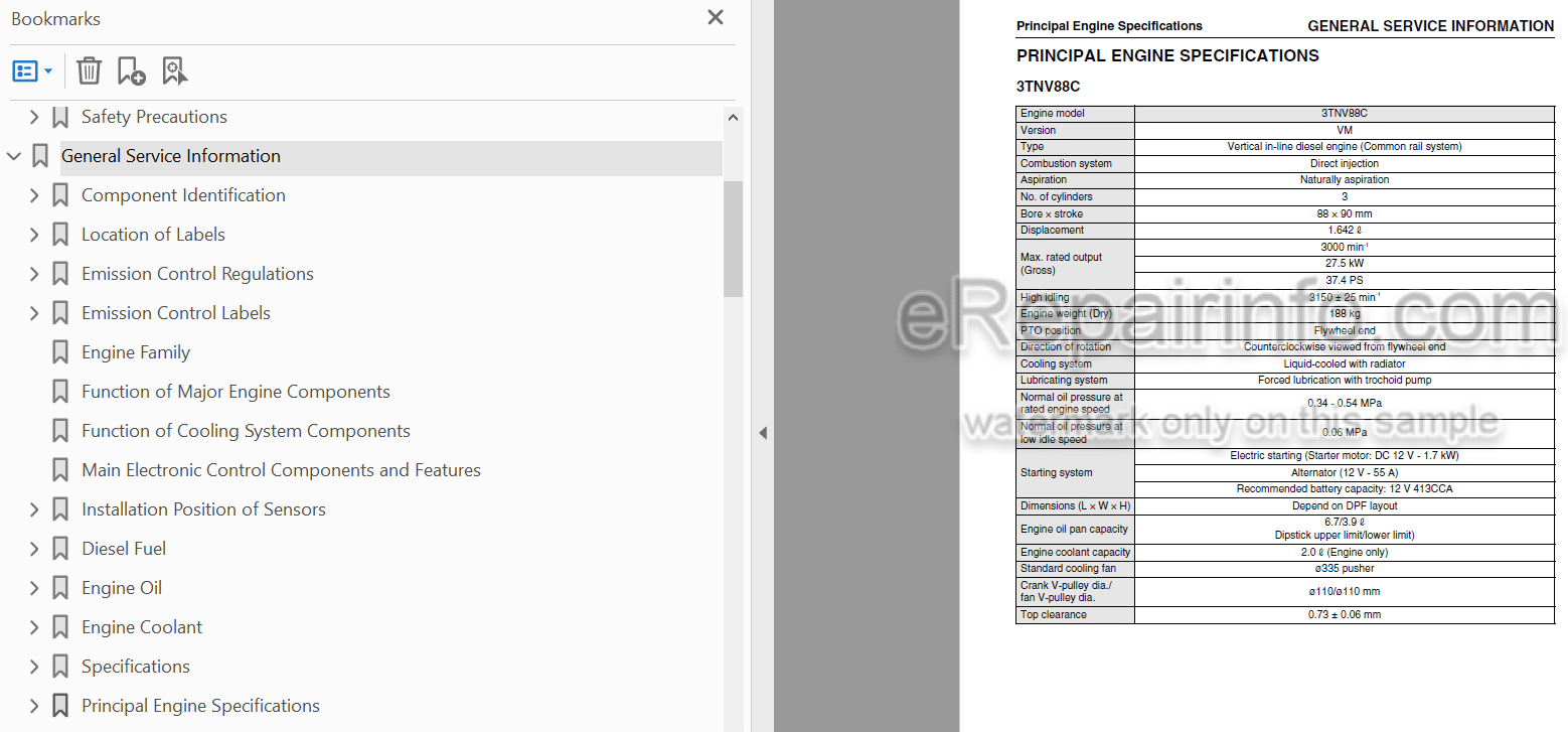 Photo 3 - Yanmar 3TNV88C 3TNV86CT 4TNV88C 4TNV86CT 4TNV98C 4TNV98CT Service Manual Industrial Engine