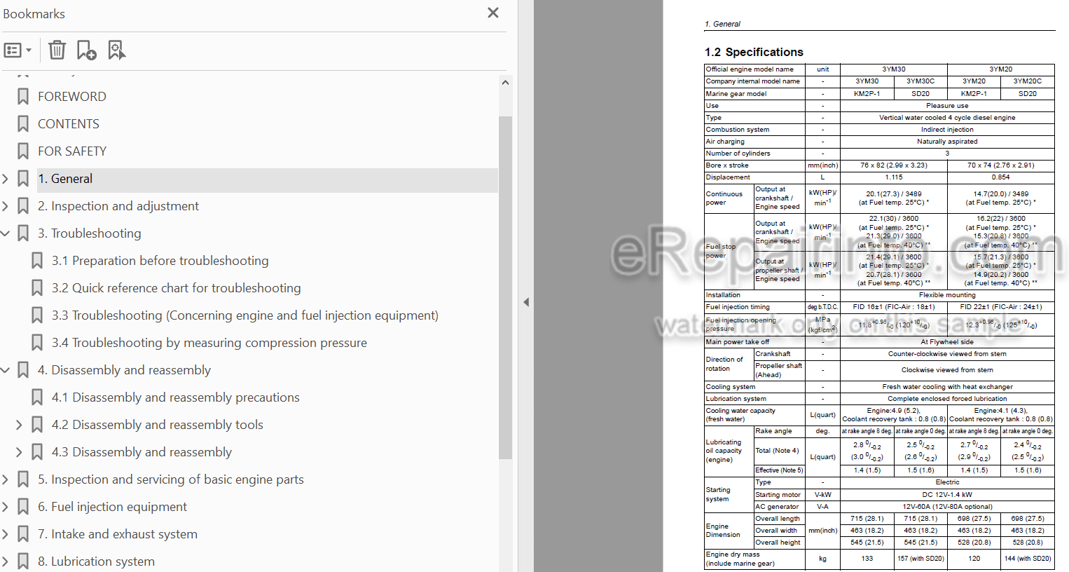 Photo 3 - Yanmar 3YM30 3YM20 2YM15 Service Manual Marine Diesel Engine