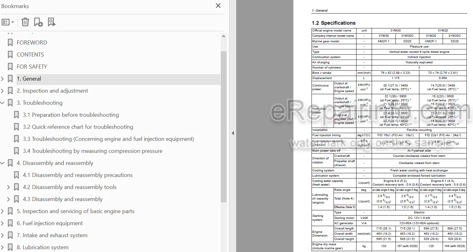 Photo 3 - Yanmar 3YM30 3YM20 2YM15 Service Manual Marine Diesel Engine