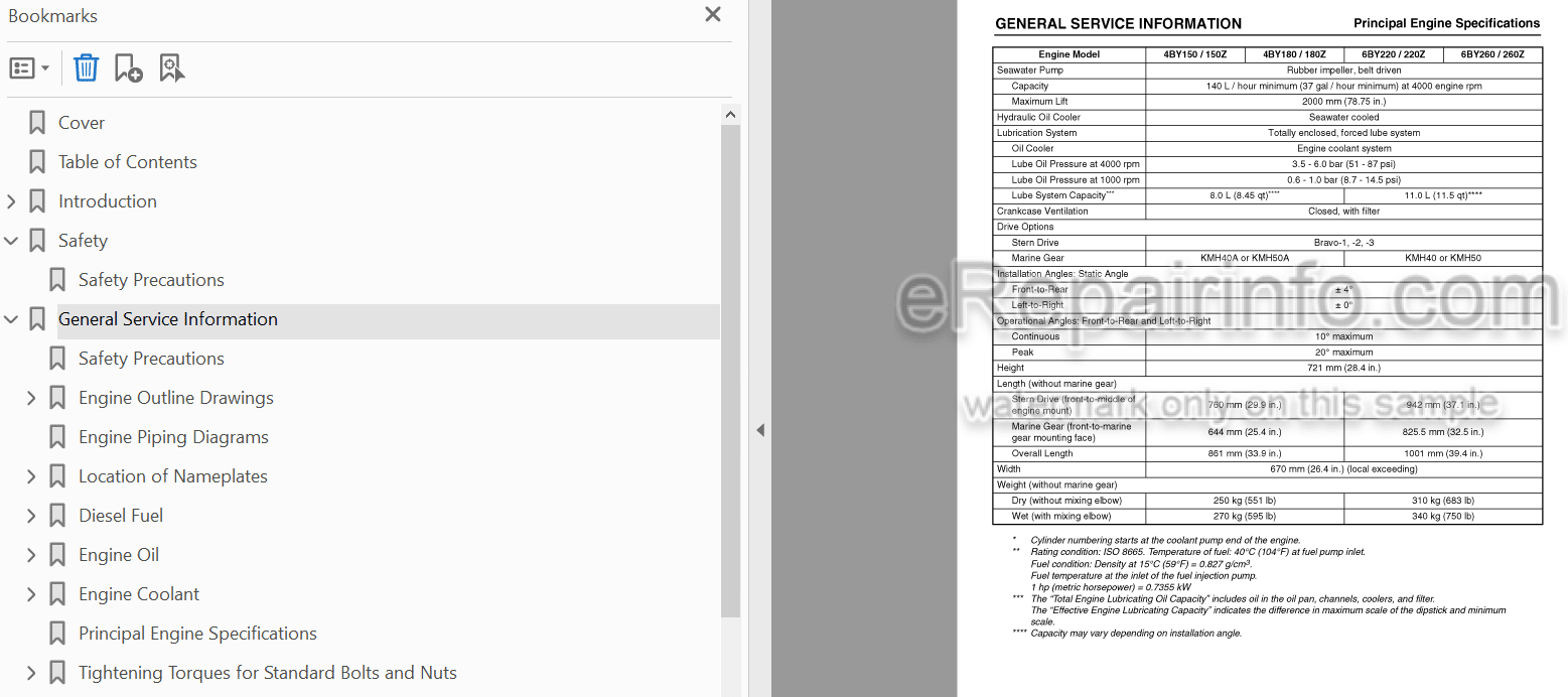 Photo 3 - Yanmar 4BY-150 4BY-180 6BY-220 6BY-260 Service Manual Marine Engine