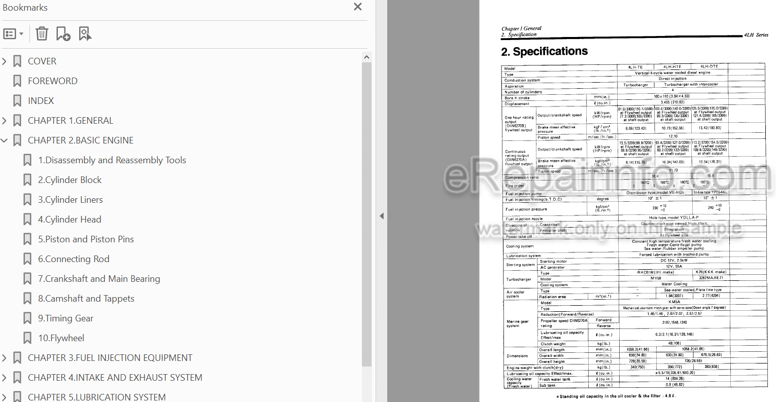 Photo 4 - Yanmar 4LH-TE 4LH-HTE 4LH-DTE Service Manual Marine Diesel Engine