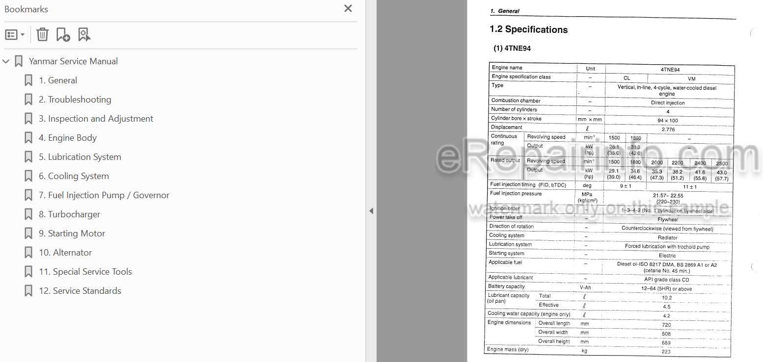 Photo 4 - Yanmar 4TNE94 4TNE98 4TNE106 4TNE106T Service Manual Industrial Diesel Engine