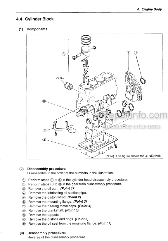 Photo 3 - Yanmar 4TNE94 4TNE98 4TNE106 4TNE106T Service Manual Industrial Diesel Engine