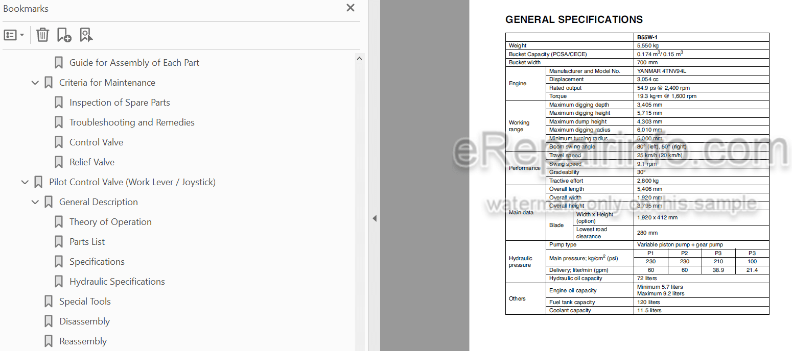 Photo 5 - Yanmar B55W-1 Shop Manual Wheeled Excavator 1001-